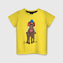 Футболка хлопковая детская Гонщик на лошади, цвет: желтый