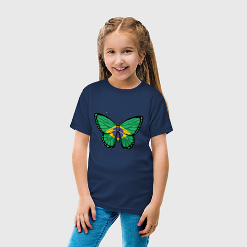 Детская футболка Бабочка - Бразилия / Тёмно-синий – фото 4