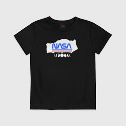 Футболка хлопковая детская Nasa планеты, цвет: черный