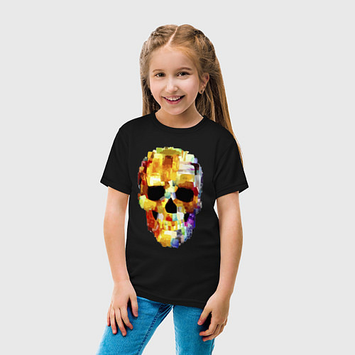 Детская футболка Color skull - sketch / Черный – фото 4