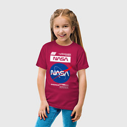 Футболка хлопковая детская Nasa - Logo, цвет: маджента — фото 2