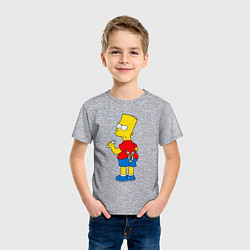 Футболка хлопковая детская Хулиган Барт Симпсон, цвет: меланж — фото 2