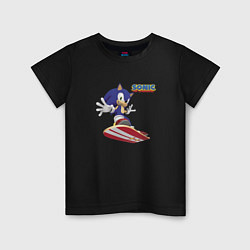 Футболка хлопковая детская Sonic - hedgehog - skateboarding, цвет: черный