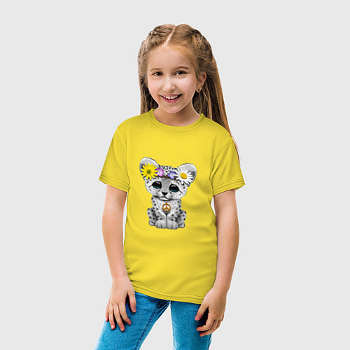 Детская футболка Мир - Снежный Леопард / Желтый – фото 4
