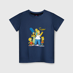 Футболка хлопковая детская Симпсоны - веселая семейка, цвет: тёмно-синий