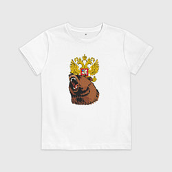 Детская футболка Патриотичный медведь на фоне герба