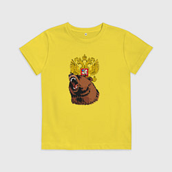 Детская футболка Патриотичный медведь на фоне герба