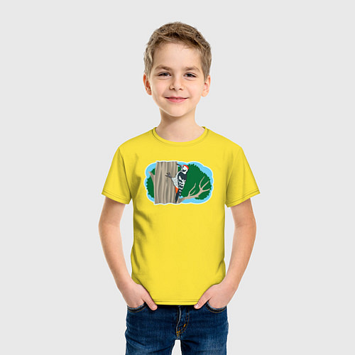 Детская футболка Дятел / Желтый – фото 3