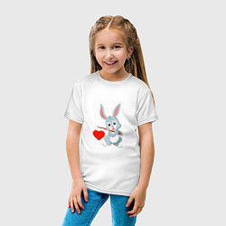 Футболка хлопковая детская Влюблённый кролик, цвет: белый — фото 2