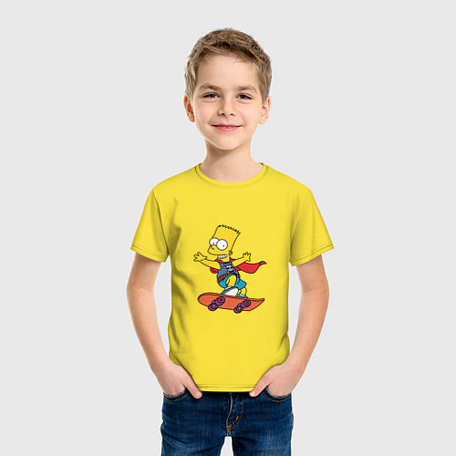Детская футболка Барт Симпсон на скейте / Желтый – фото 3