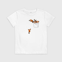 Футболка хлопковая детская Красные панды в кармане, цвет: белый