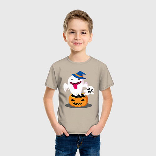 Детская футболка Призраки вылетают из тыквы / Миндальный – фото 3