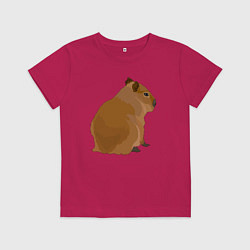 Футболка хлопковая детская Капибара лениво отдыхает, цвет: маджента