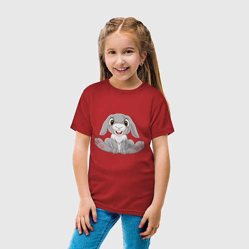 Детская футболка Кролик - Улыбашка / Красный – фото 4