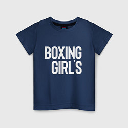 Футболка хлопковая детская Boxing girls, цвет: тёмно-синий