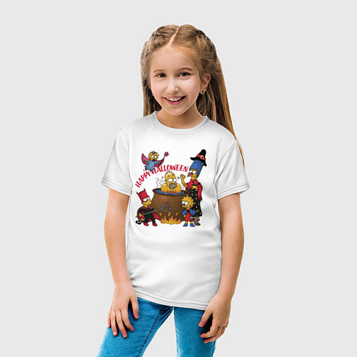 Детская футболка Семейка Симпсонов варит в адском котле главу семей / Белый – фото 4