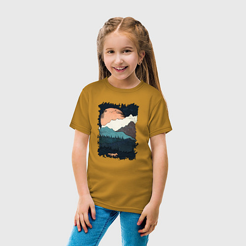 Детская футболка Лисичка Путешественница / Горчичный – фото 4