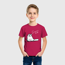 Футболка хлопковая детская Saimons Cat, цвет: маджента — фото 2