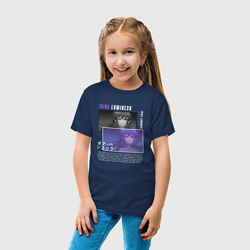 Детская футболка Ирина Люминеск - Луна Лайка и Носферату / Тёмно-синий – фото 4