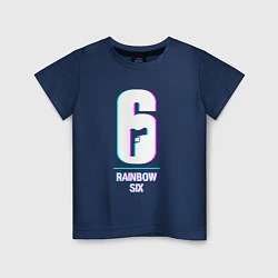 Футболка хлопковая детская Rainbow Six в стиле glitch и баги графики, цвет: тёмно-синий