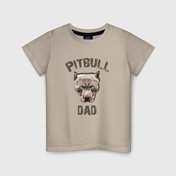 Футболка хлопковая детская Pitbull dad, цвет: миндальный