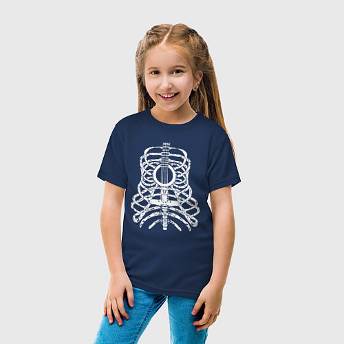Детская футболка Гитара-скелет / Тёмно-синий – фото 4