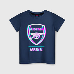 Футболка хлопковая детская Arsenal FC в стиле glitch, цвет: тёмно-синий