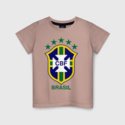 Футболка хлопковая детская Brasil CBF, цвет: пыльно-розовый