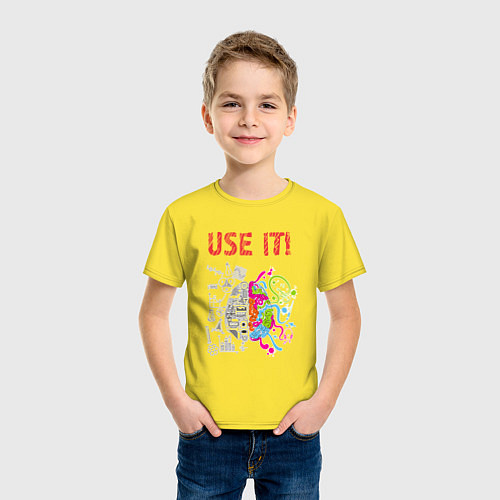 Детская футболка Используй мозг! Думай головой! / Желтый – фото 3