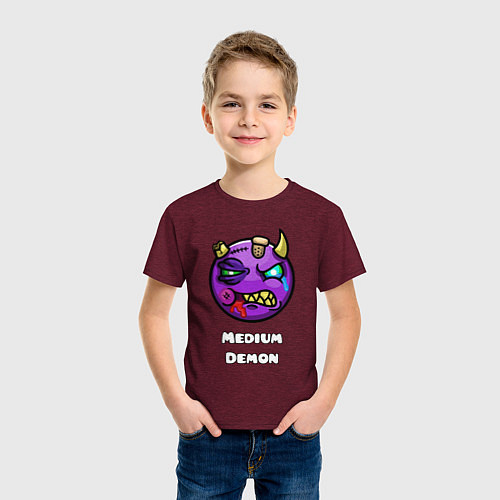 Детская футболка Geometry Dash medium demon / Меланж-бордовый – фото 3