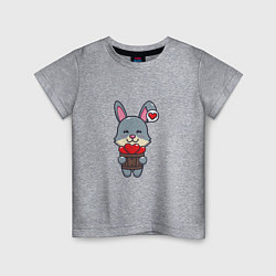 Футболка хлопковая детская Кролик и сердечки, цвет: меланж