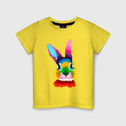 Футболка хлопковая детская Радужный кролик, цвет: желтый
