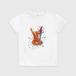 Футболка хлопковая детская Лиса в огне, цвет: белый