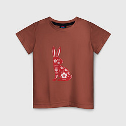 Футболка хлопковая детская Красный заяц, цвет: кирпичный