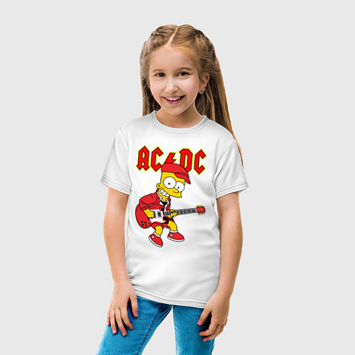 Детская футболка AC DC Барт Симпсон / Белый – фото 4