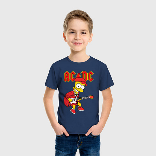 Детская футболка AC DC Барт Симпсон / Тёмно-синий – фото 3