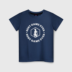 Футболка хлопковая детская Символ Tomb Raider и круглая надпись best game eve, цвет: тёмно-синий