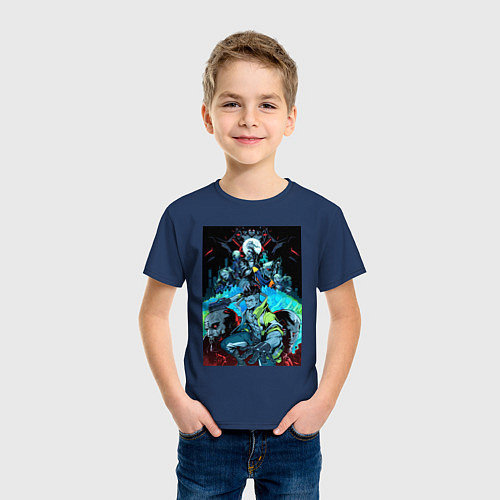 Детская футболка Киберпанк бегущий по краю - все персонажи / Тёмно-синий – фото 3