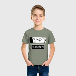 Футболка хлопковая детская Взгляд Зоро - Вон пис, цвет: авокадо — фото 2
