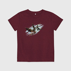 Футболка хлопковая детская Схватка Адама и Человека Ястреба, цвет: меланж-бордовый