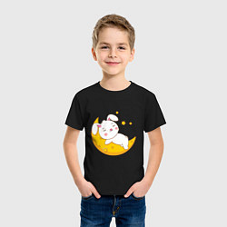 Футболка хлопковая детская Зайка на луне, цвет: черный — фото 2