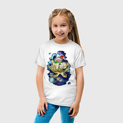 Футболка хлопковая детская Плоская земля - мир на черепахе, цвет: белый — фото 2