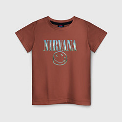Футболка хлопковая детская Nirvana - смайлик, цвет: кирпичный