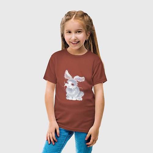 Детская футболка Пушистый кролик / Кирпичный – фото 4