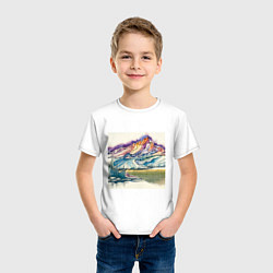 Футболка хлопковая детская Акварельные горы, цвет: белый — фото 2