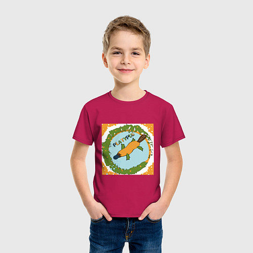 Детская футболка Оранжевый утконос / Маджента – фото 3