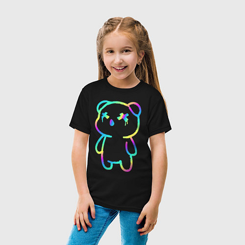 Детская футболка Cool neon bear / Черный – фото 4
