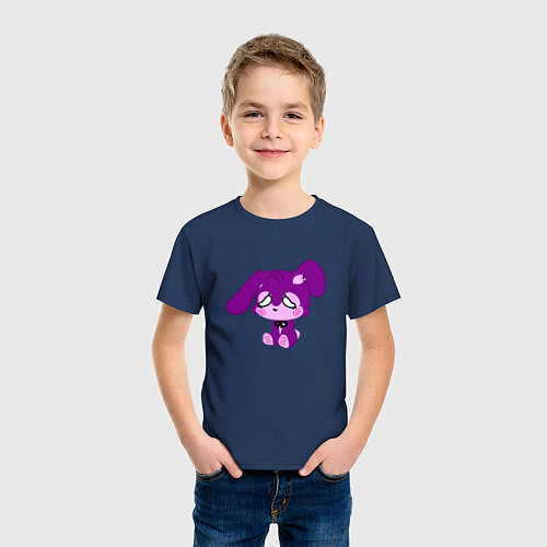 Детская футболка Фиолетовый зайка / Тёмно-синий – фото 3