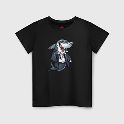 Футболка хлопковая детская Офисная акула, цвет: черный