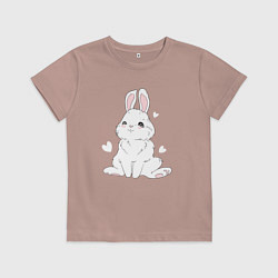 Детская футболка Милый белый зайчик с сердечками